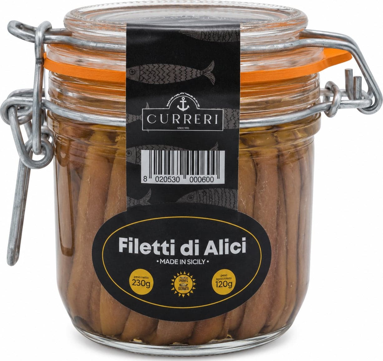 Filetti di Alici di Sciacca | Sott'olio | Lavorati a mano | Curreri, Sicilia | 230g