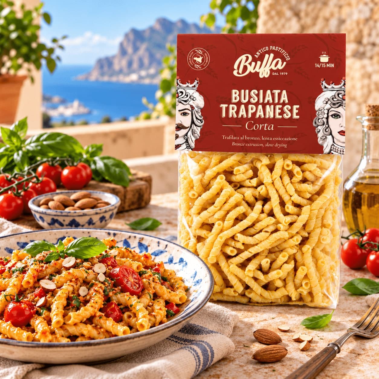 Pasta Busiata Trapanese Corta | Trafilata in Bronzo | Lenta Essiccazione | Pastificio Buffa, Sicilia | 500g - 2