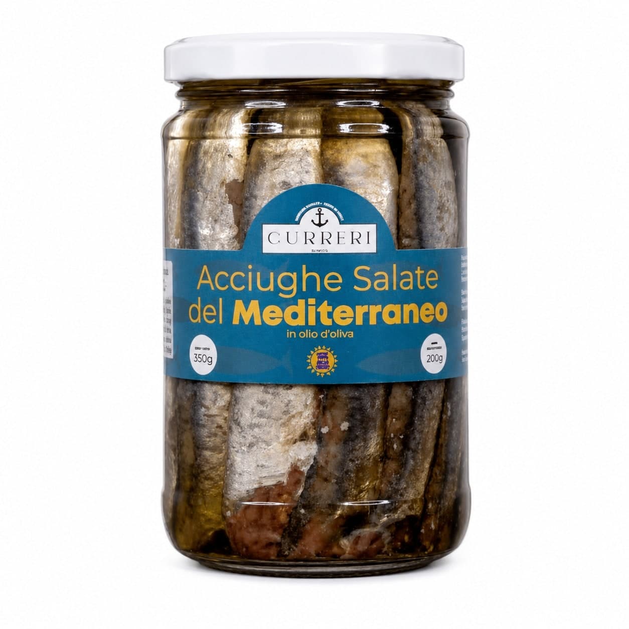 Acciughe Salate di Sciacca | Sott'olio | Lavorate a mano | Curreri, Sicilia | 350g