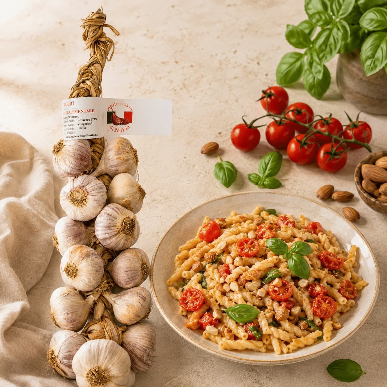 Aglio Rosso di Nubia | Raccolto a mano | Barbara, Sicilia | Treccia da 1kg - 2