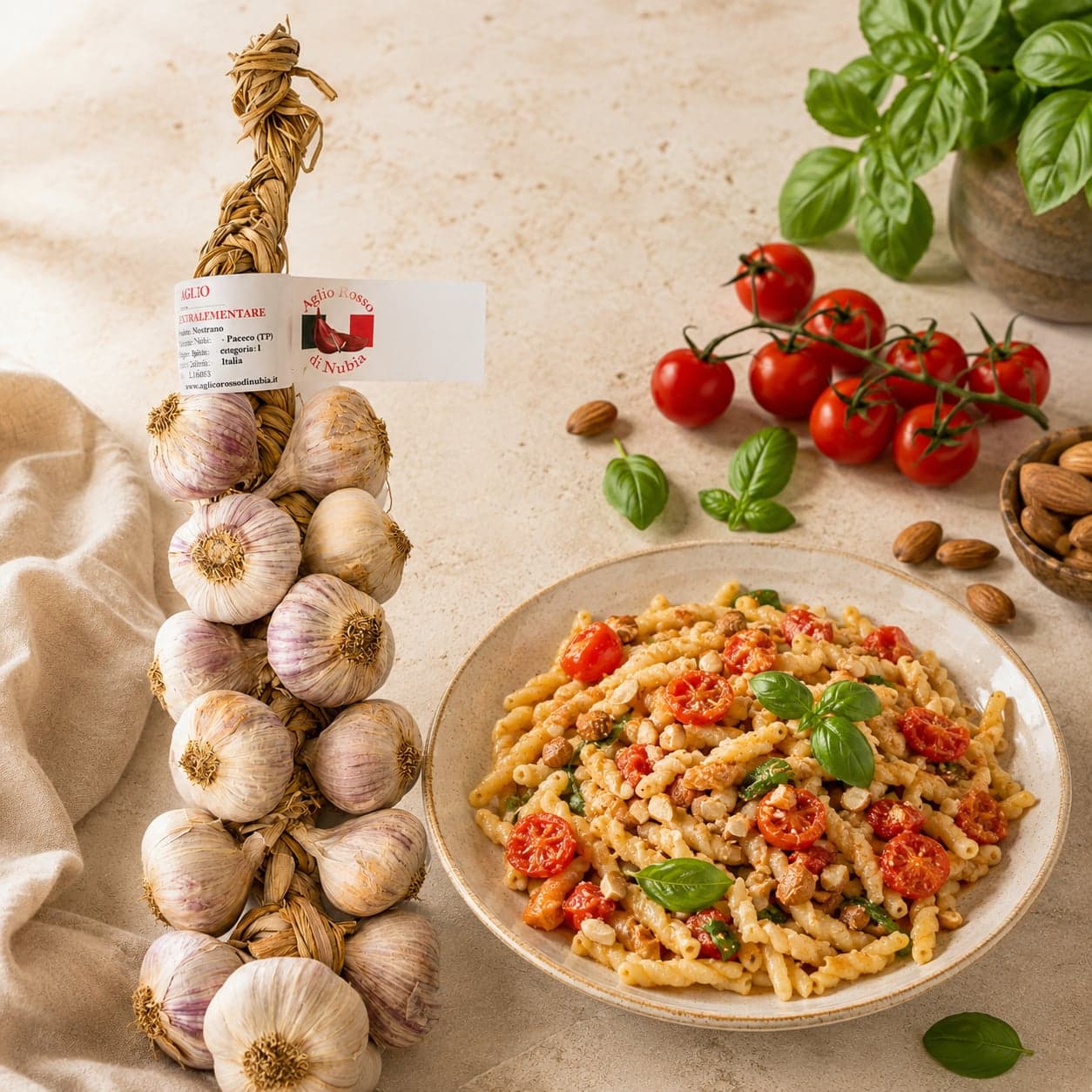 Aglio Rosso di Nubia | Raccolto a mano | Barbara, Sicilia | Treccia da 1kg - 2