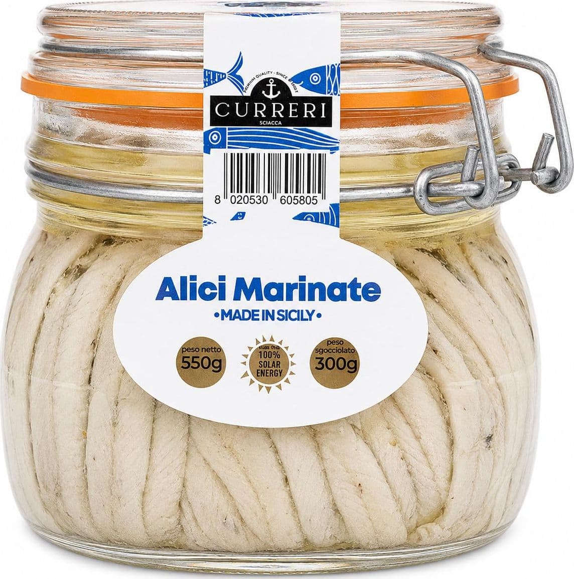 Filetti di Alici Marinate di Sciacca | Lavorati a mano | Curreri, Sicilia | 550g