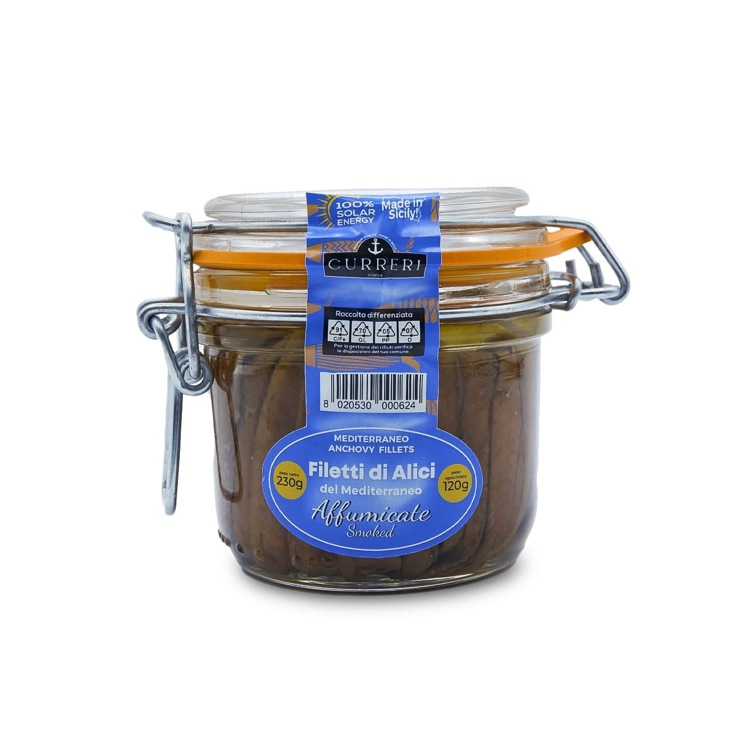 Filetti di Alici Affumicate di Sciacca | Sott'olio | Lavorati a mano | Curreri, Sicilia | 230g - 3