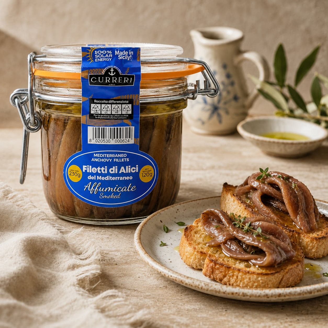 Filetti di Alici Affumicate di Sciacca | Sott'olio | Lavorati a mano | Curreri, Sicilia | 230g - 2