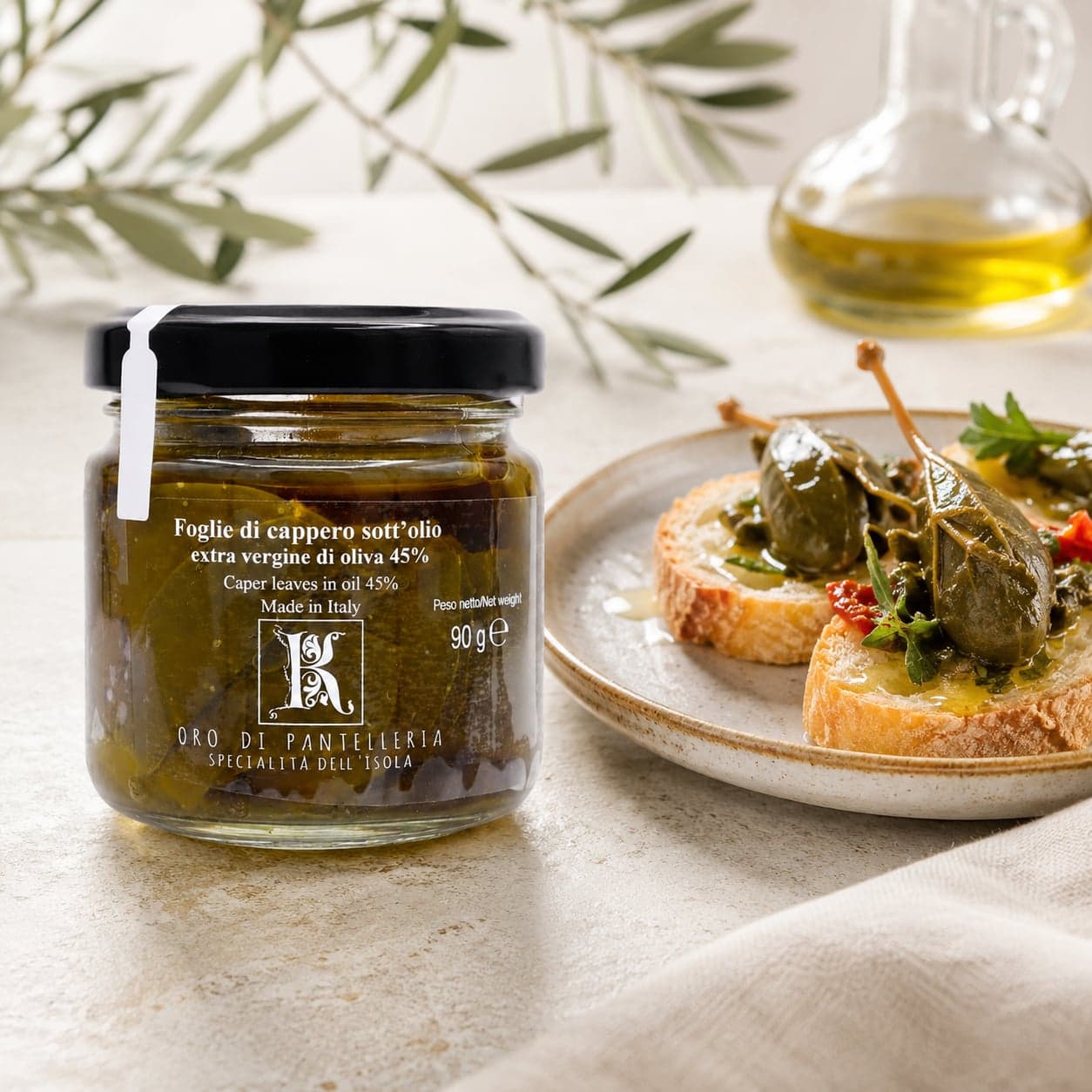 Foglie di cappero sott'olio | Le originali di Pantelleria | Kazzen, Sicilia | 90g - 2