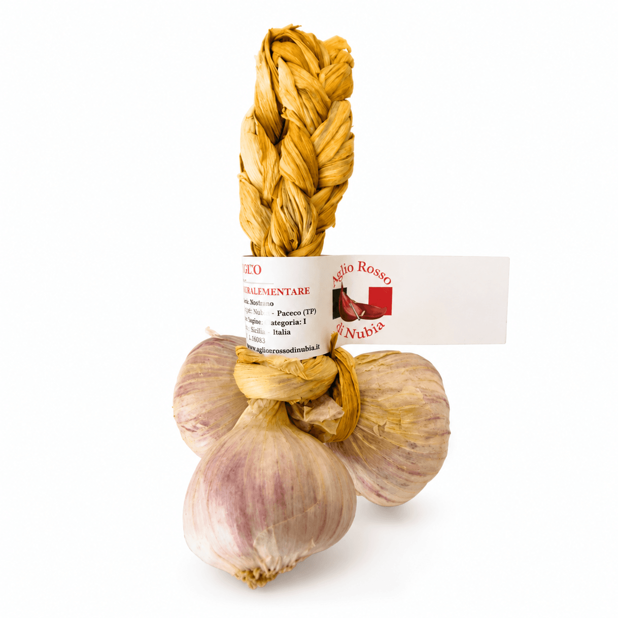 Aglio Rosso di Nubia | Raccolto a mano | Barbara, Sicilia | Treccia da 3 teste - 3