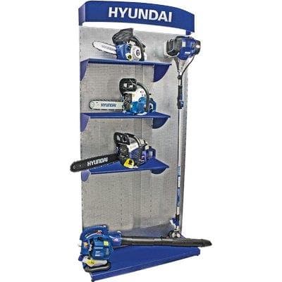ESPOSITORE DECESPUGLIATORE E MOTOSEGHE HYUNDAI  ACCIAIO VERNICIATO CM 100X55 H.CM 216