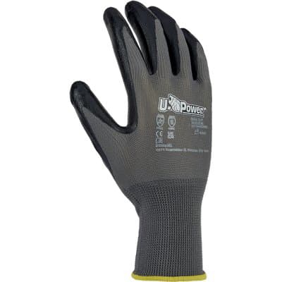Guanto Nitrile Nero Valzer U Power Maglia Poliestere Nero 13 Aghi 9 12 Paia - 2