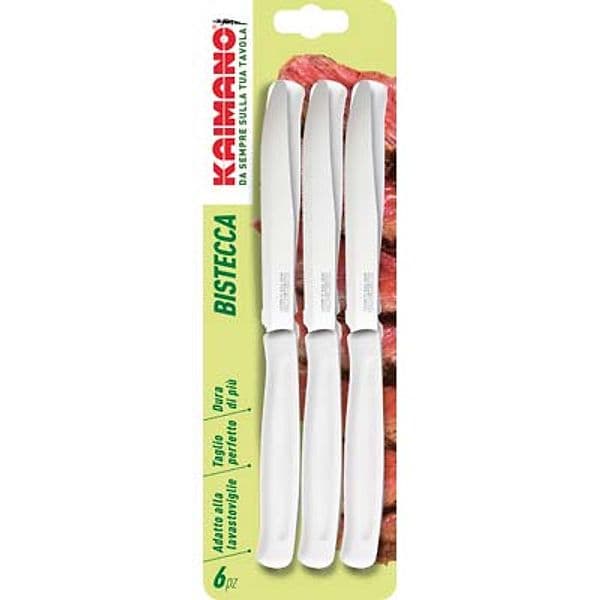 Coltello Bistecca Dinamik Kaimano Manico Plt Bianco Inox 11,5 cm 6 Pezzi