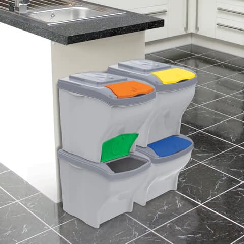 Pattumiera Immondizia Poker Set Bama 40 x 28 cm 20 L 31 cm 4 Pezzi - 3