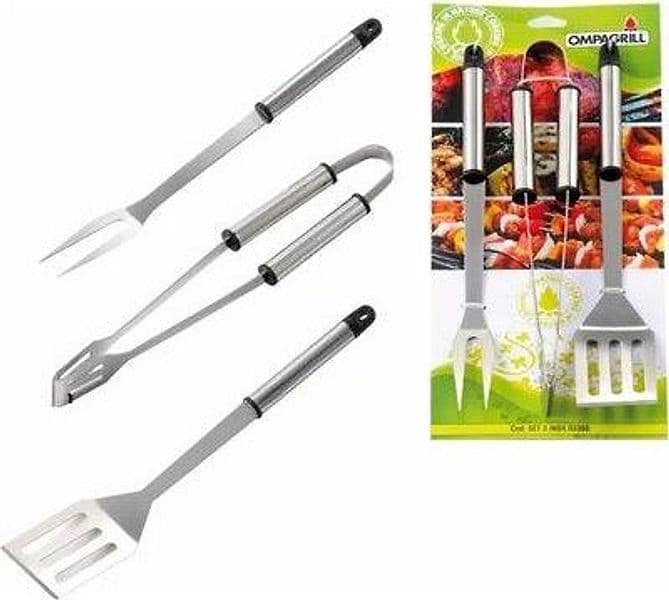 Posate Barbecue Set 03360 Ompagrill Acciaio Inox 36 cm 3 Pezzi
