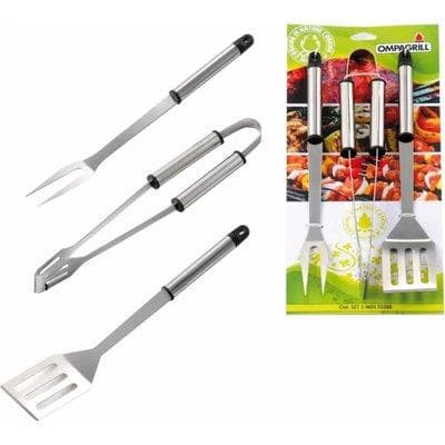 Posate Barbecue Set 03360 Ompagrill Acciaio Inox 36 cm 3 Pezzi - 2