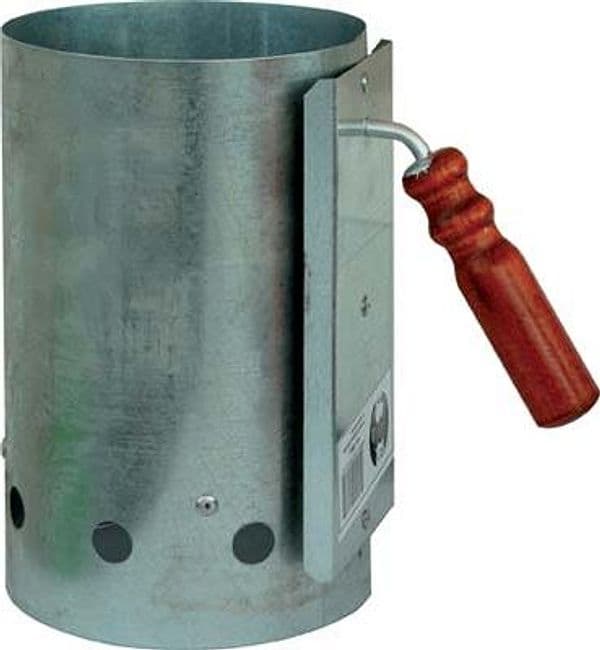 Ciminiera Accendi Carbonella Acciaio Zincato Legno Cm 17 H.cm 27,5 - 2
