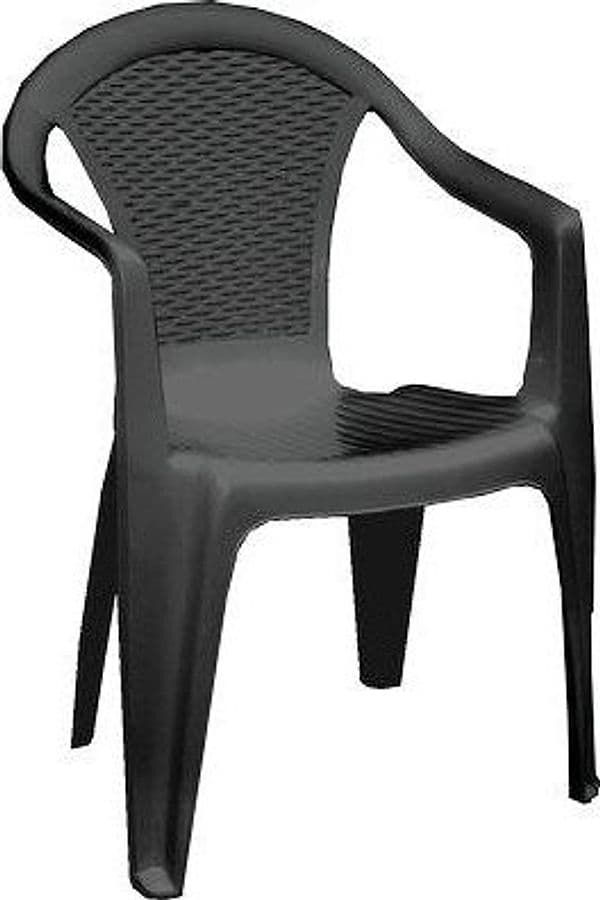 Sedia Rattan Kora con Braccioli Progarden Pp Antracite Cm 55X54 H.cm 80
