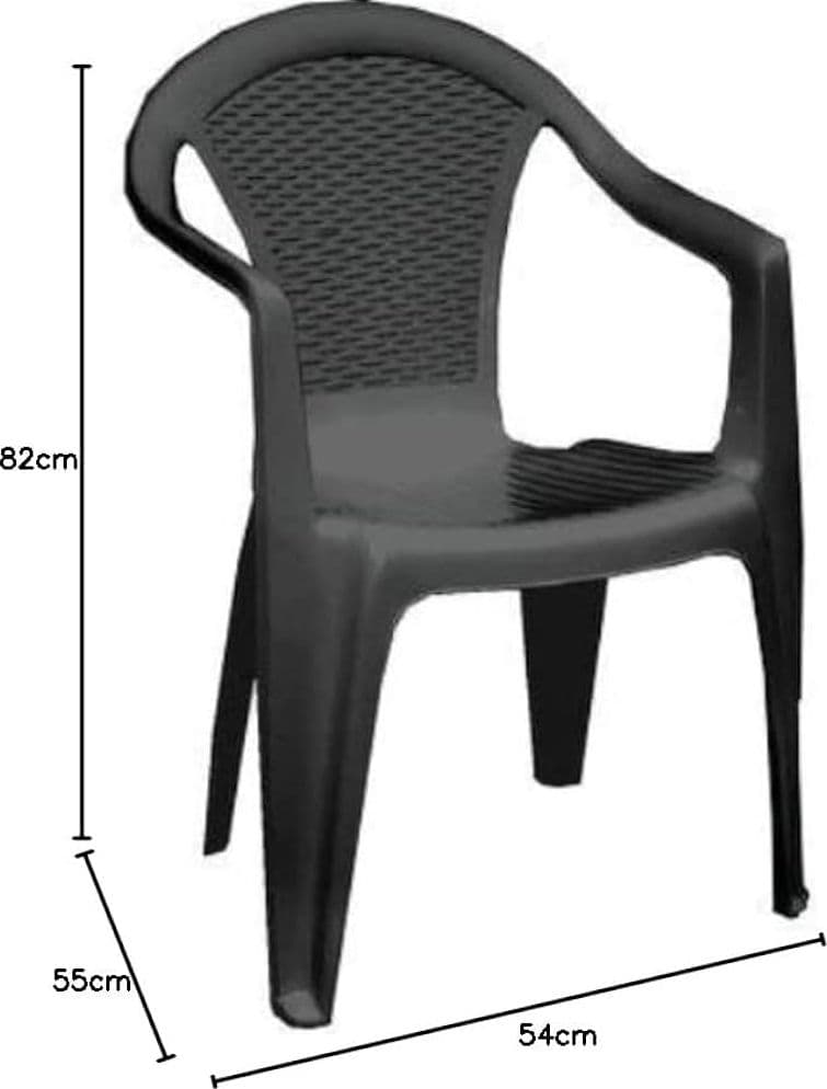 Sedia Rattan Kora con Braccioli Progarden Pp Antracite Cm 55X54 H.cm 80 - 3