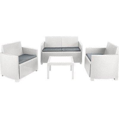Set Rattan Arena Progarden Pp Bianco pz 4 con Cuscini 4 Pezzi - 2