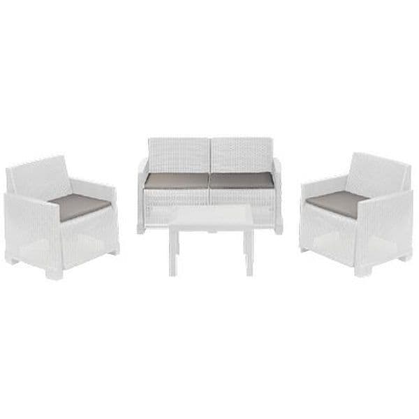 Set Rattan Iseo Progarden Pp Bianco pz 4 con Cuscini 4 Pezzi - 2