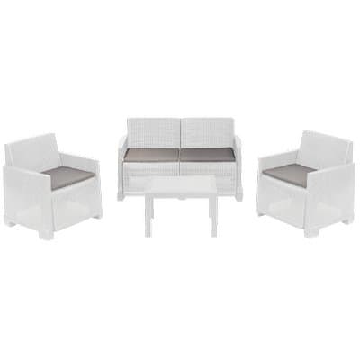 Set Rattan Iseo Progarden Pp Bianco pz 4 con Cuscini 4 Pezzi - 2