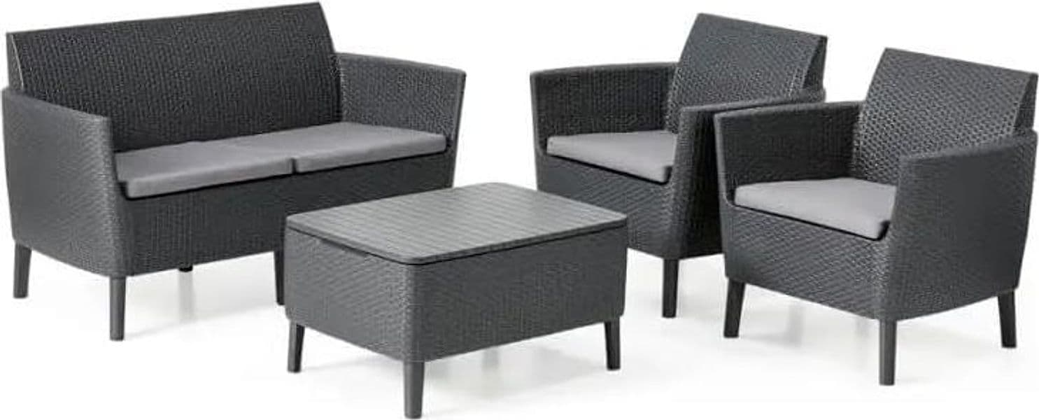 Set da Giardino 4 Pezzi in Rattan Sintetico con Cuscini e Tavolino 4 Pezzi - 4