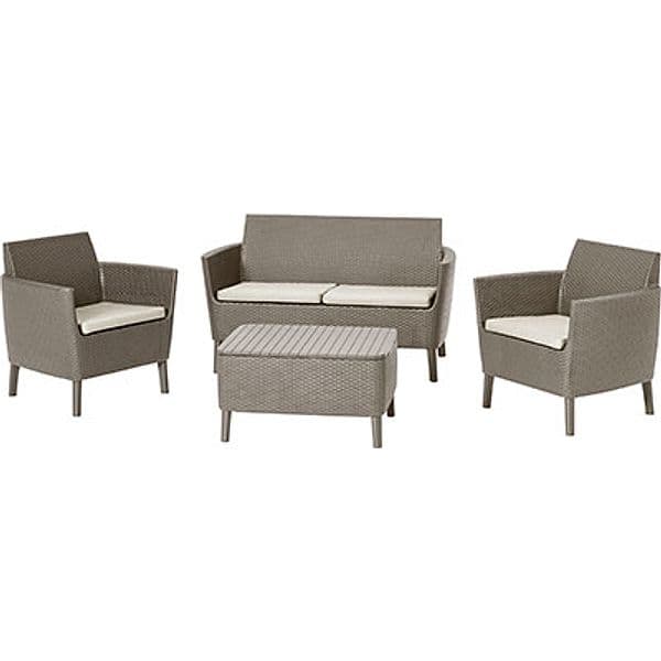 Set Rattan Salemo Lounge Keter Pp Cappuccino con Cuscini 4 Pezzi - 2