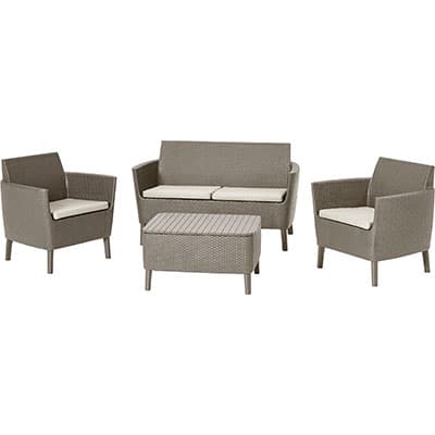 Set Rattan Salemo Lounge Keter Pp Cappuccino con Cuscini 4 Pezzi - 2