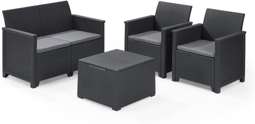 Set da Giardino 4 Pezzi in Rattan Sintetico con Cuscini Colore 4 Pezzi - 4