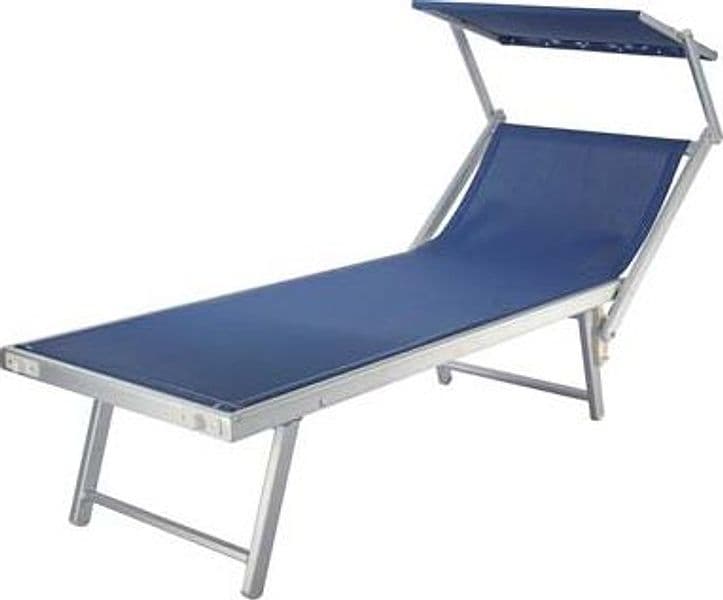 Lettino Malibu Pool Domus Alluminio Text Blu H 61 x 189 cm 38 cm 2 Pezzi - 2