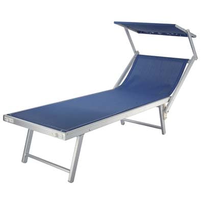 Lettino Malibu Pool Domus Alluminio Text Blu H 61 x 189 cm 38 cm 2 Pezzi - 2