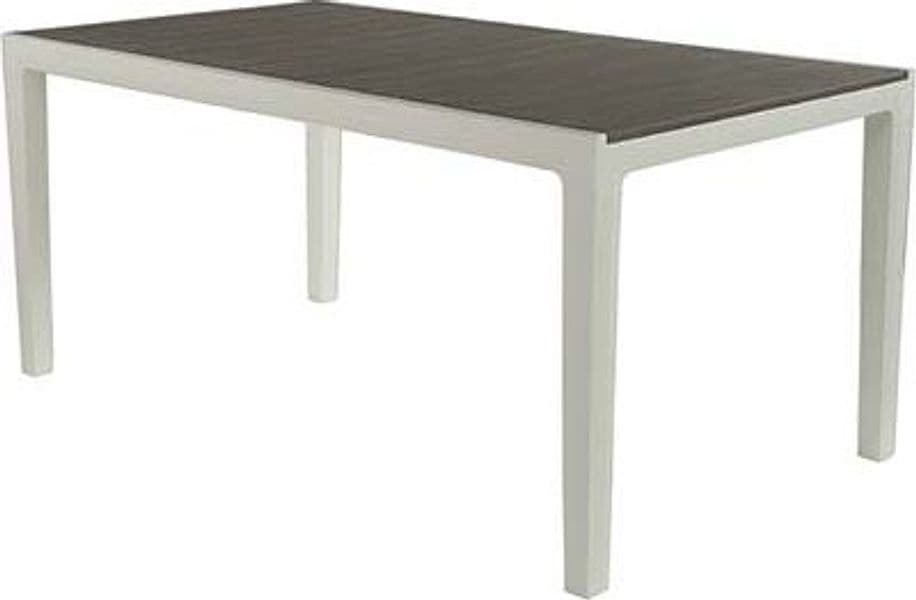 Tavolo da Giardino in Resina Effetto Legno Colore Bianco e Cappuccino 6 - 4