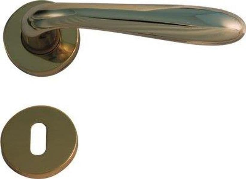 Maniglia Goccia Ottone Rosetta Foro Patent Zama Ottone Lucido Q8 2 Pezzi - 2