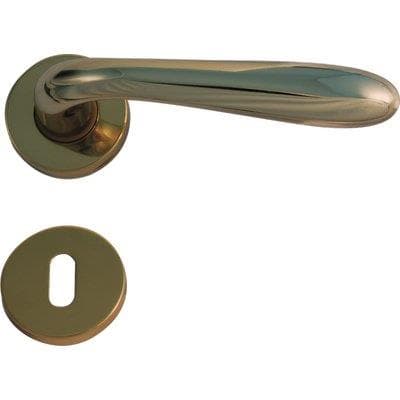 Maniglia Goccia Ottone Rosetta Foro Patent Zama Ottone Lucido Q8 2 Pezzi - 2