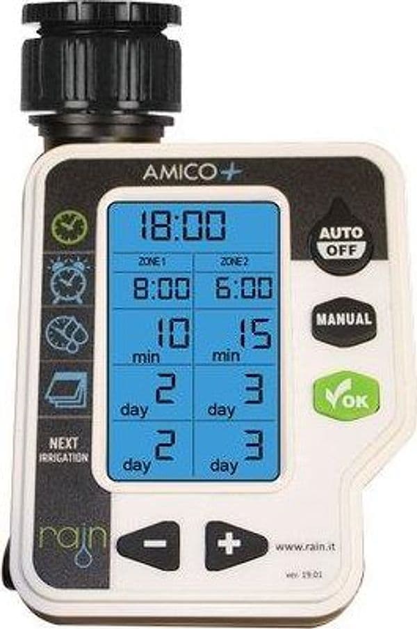 Centralina Irrigazione Amico con 2 Rain Innesto Rapido 3/4f 2XSTILO Aa Volt - 2