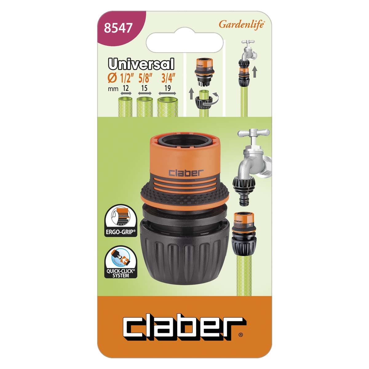 Raccordo Rapido Stringitubo Universale Claber ½ ? ¾ Self 8547 5 Pezzi - 2