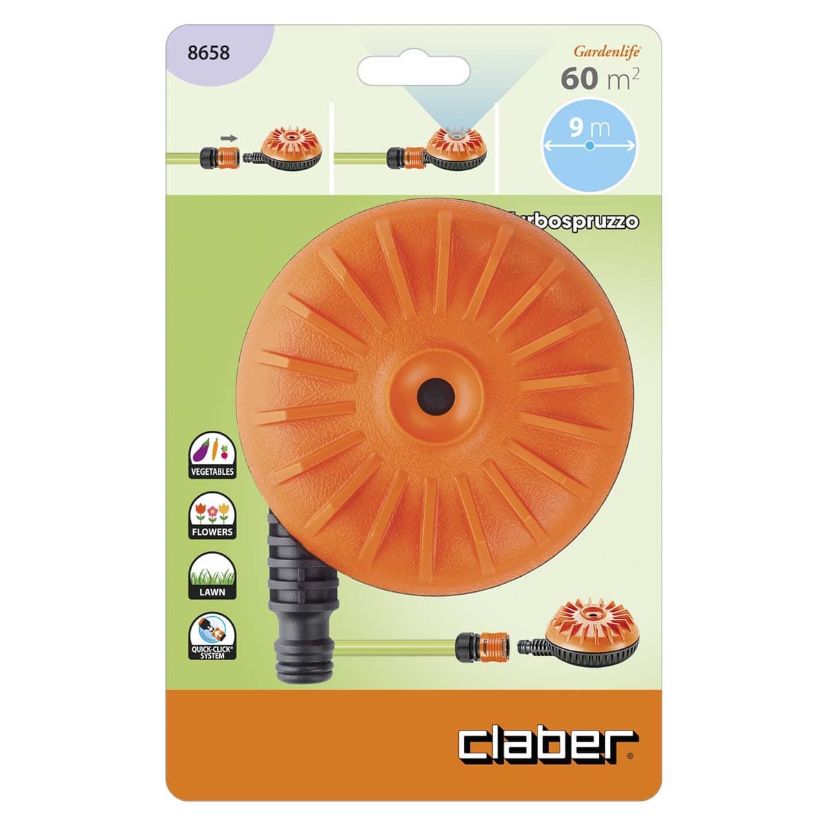 Irrigatore Statico Turbospruzzo Claber Innesto Rapido Self 8658 2 Pezzi - 2