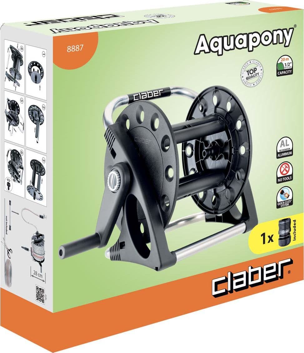 Avvolgitubo Irrigazione Aquapony Claber Acciaio ABS per Tubo ½ 15 m - 2