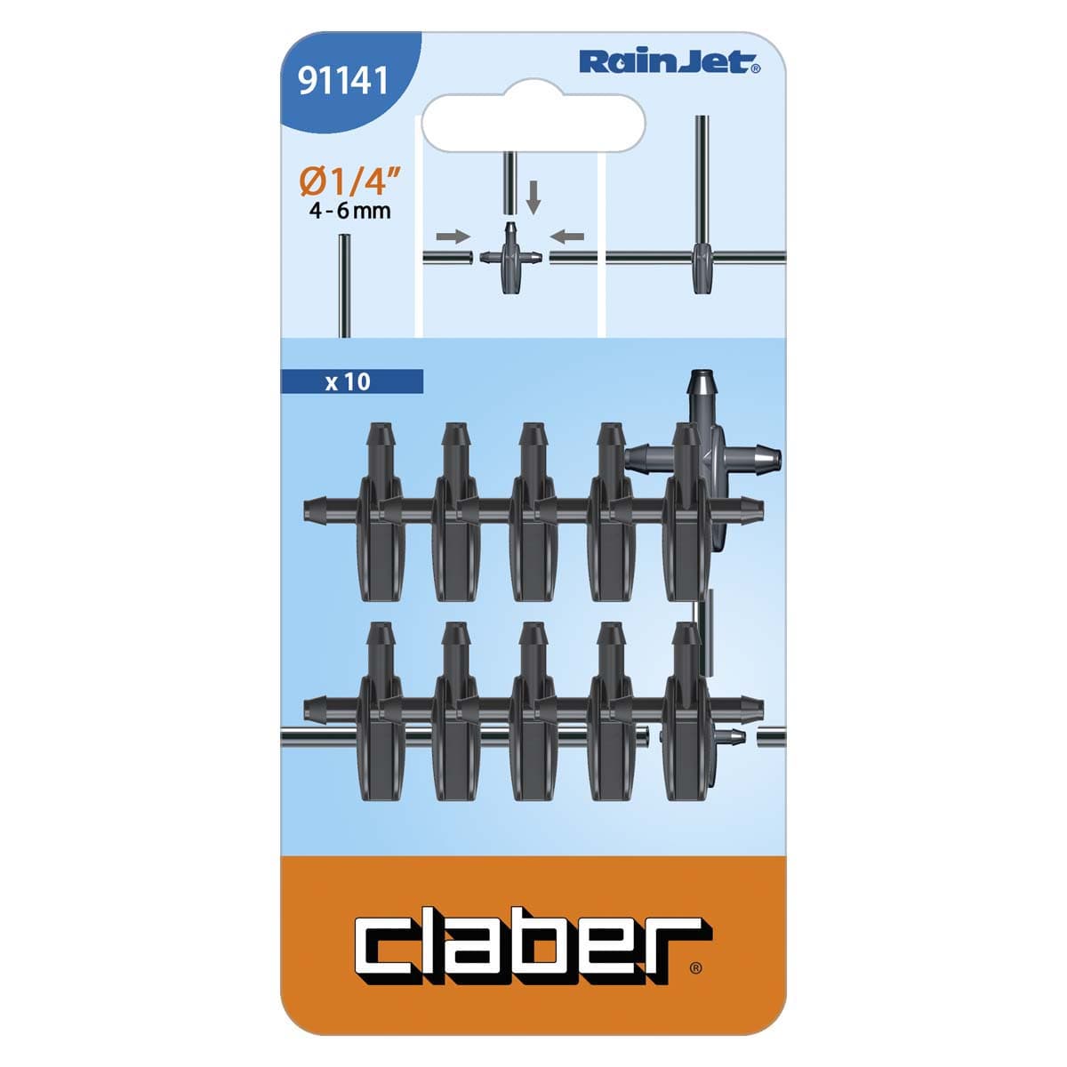 Tee Portagomma Microtubo Self Claber Rainjet 91141 ¼ 10 Pezzi - 2