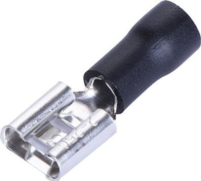 Terminale Piatto Femmina a Stringere Nero 7,4 mm 15 Pezzi - 2