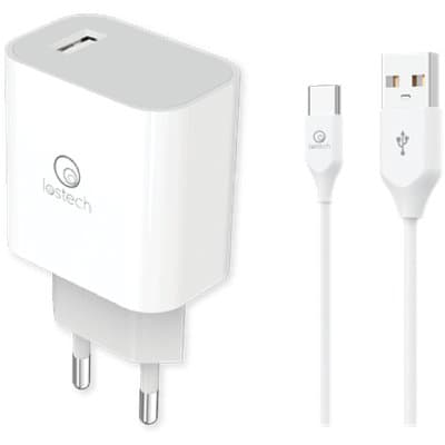 CARICABATTERIA SMARTPHONE RAPIDO LS-N LOSTECH - TYPE-C  BIANCO VOLT 220 + CAVO CM 100- 3 pezzi