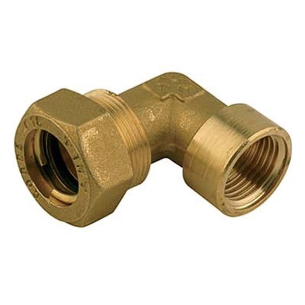 Gomito Stringitubo Filetto Femmina per Rame Ottone 14 mm x 1/2 F 10 Pezzi - 2