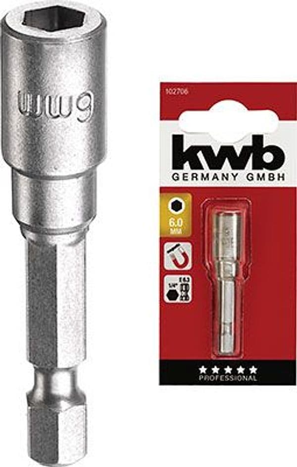 Inserto a Bussola Esagonale per Avvitatore Kwb Magnetico 10 x 50 mm 5 Pezzi