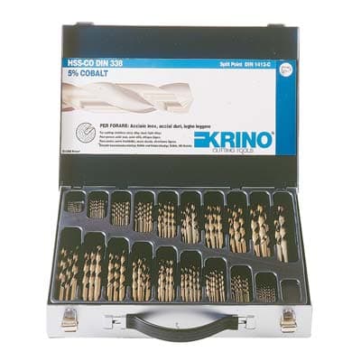 Punta Trapano Hss Cobalto 5% in Valigia Krino 10 1,0 mm 116 Pezzi - 2