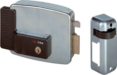 SERRATURA METALLO APPLICARE ELETTR 11921 INT CISA  ZINCATA C.TONDO FISSO+SCR E.MM 80 DX - 1