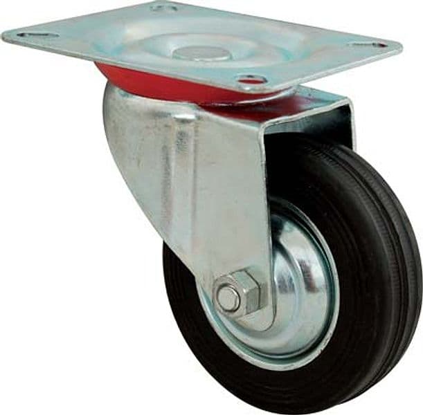 Ruota a Forcella Girevole Hand a Zincato Gomma Nera D.mm 160X40 P.mm - 2