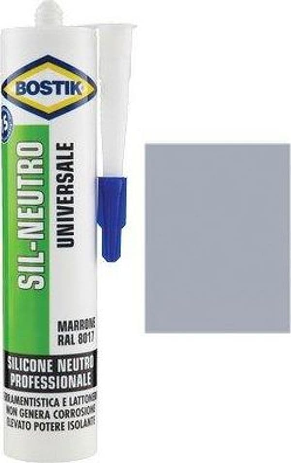 Silicone Neutro Sil Bostik Alluminio Ral 9006 300 ml 2 Pezzi - 2