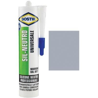Silicone Neutro Sil Bostik Alluminio Ral 9006 300 ml 2 Pezzi - 2