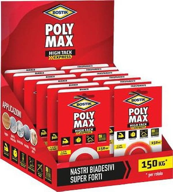 Bostik Polymax High Tack Nastro Biadesivo Expo Bianco 6 Pezzi - 2