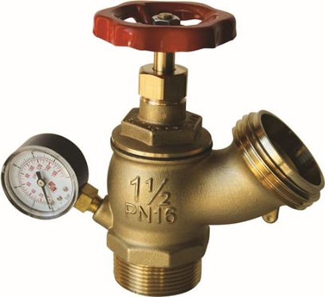 Rubinetto Idrante a Muro con Manometro Tipo Pesante PN 16 Manfr 11/2 1/2 DN - 3