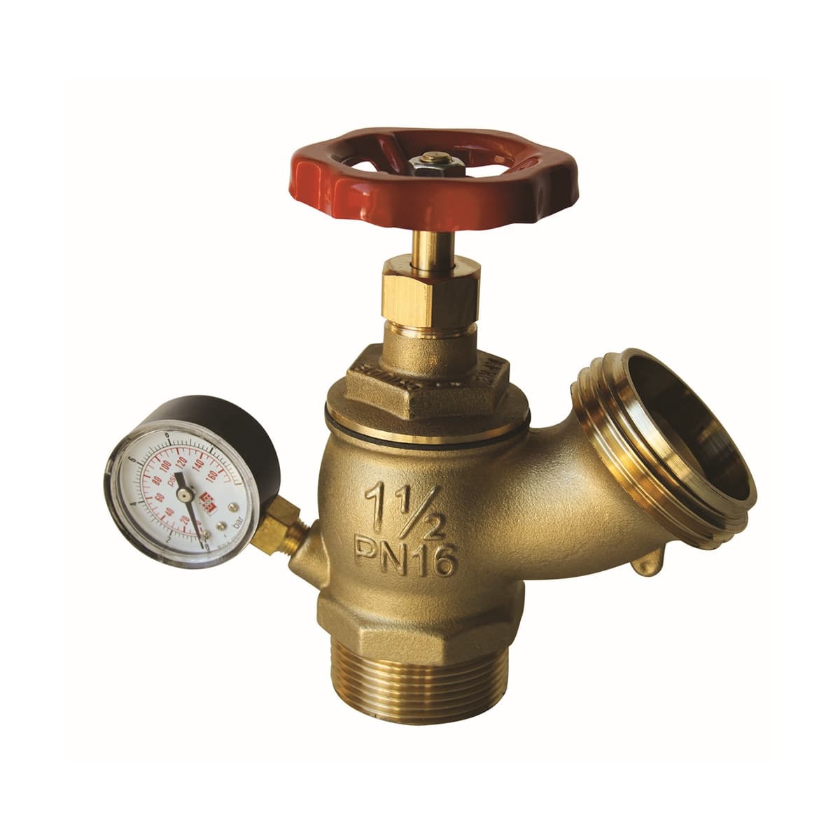 Rubinetto Idrante a Muro con Manometro Tipo Pesante PN 16 Manfr 1? ½ DN 45 - 2