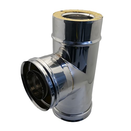 Tee in Acciaio INOX 316L a 90 ° Doppia Parete Dk D Int 80 D Est 130 - 3