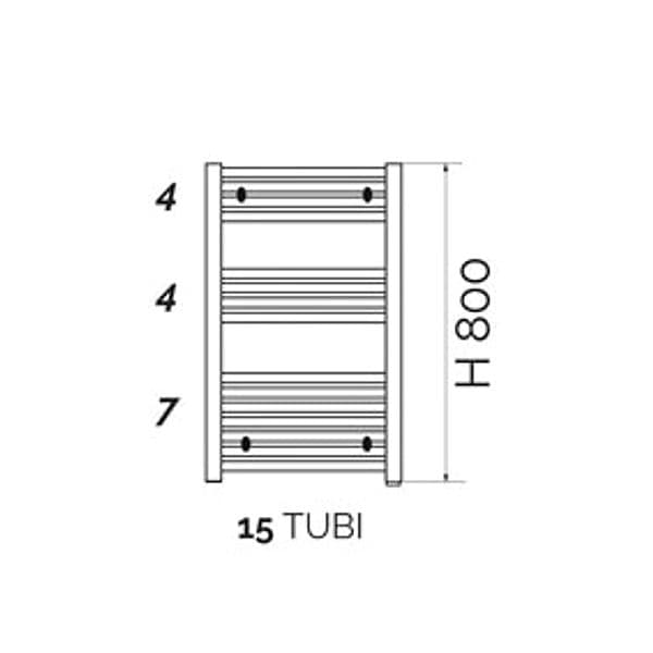 Termoarredo Linea Kalura Diritto H 800 Aton Cromo Int 400 L 450 - 2